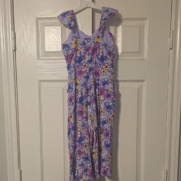 Justice Light Purple Romper with Floral Pattern - Picture 3 of 7